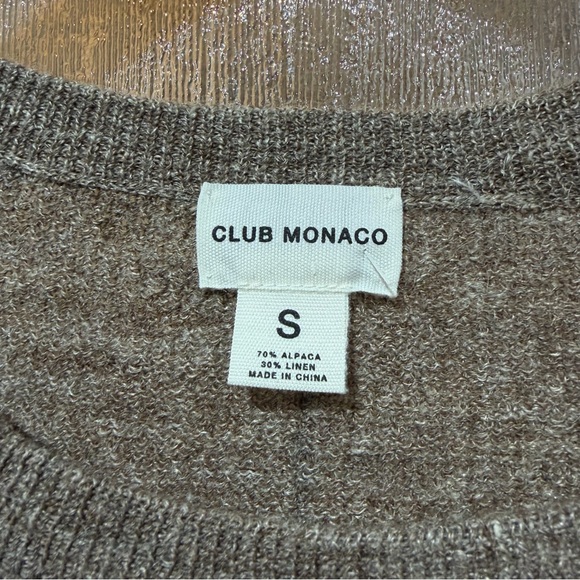 Club Monaco Alpaca Linen Blend Taupe Crewneck Sweater - Picture 2 of 2